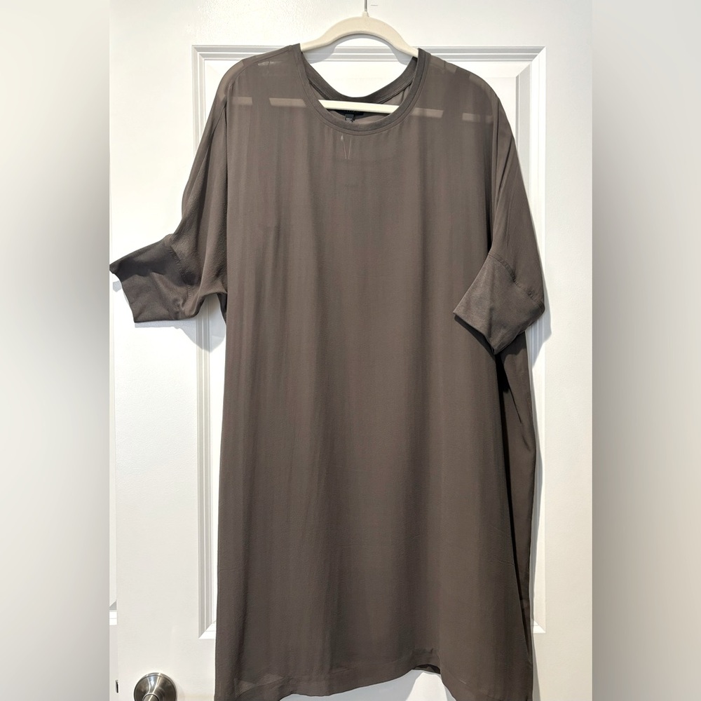 Eileen Fisher Silk Georgette Round Neck Shift Dress-Medium NWT